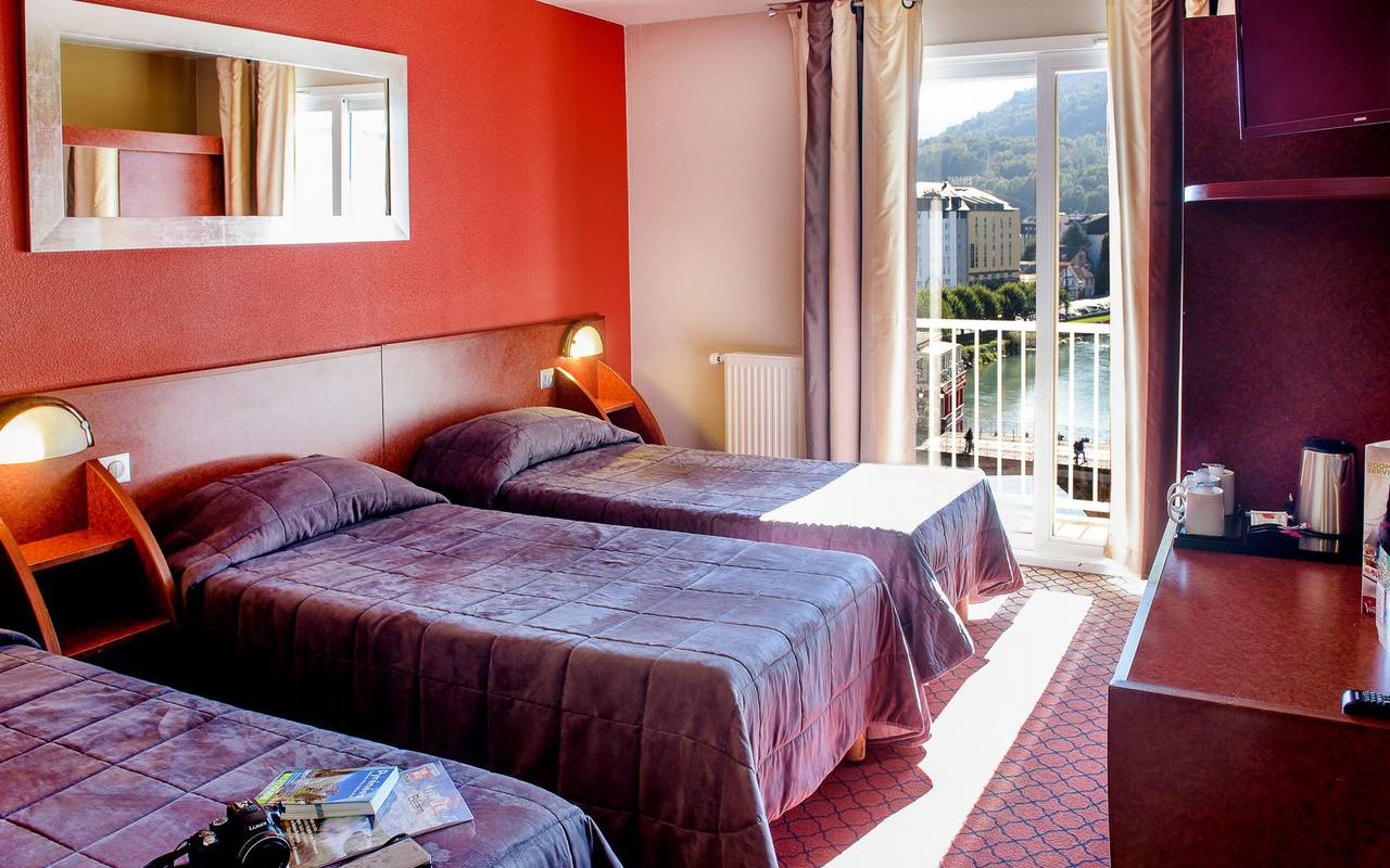 Triple room with balcony, vacation lourdes, Hotel La Solitude.